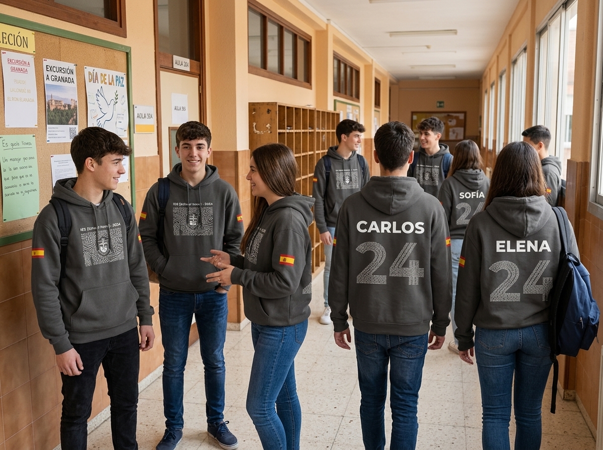 Sudaderas para bachiller Personaliza sudaderas para bachiller con nombres, cursos, frases, logos y diseños únicos para recordar esta etapa.